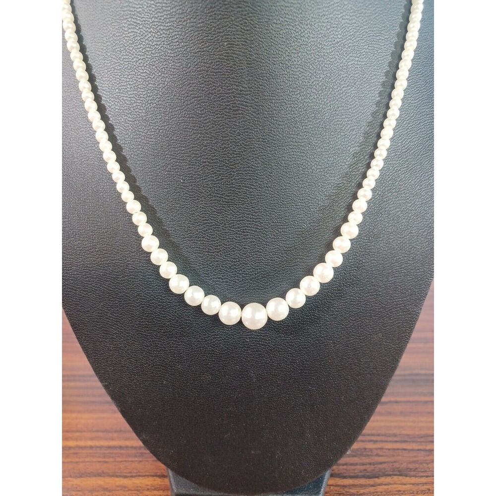 Vintage Faux Pearl Necklace & Bracelet Marked Japan Box Clasp - Picture 2 of 9